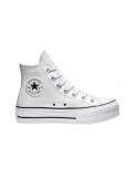 Converse All Star Cuero Plataforma Altas Blancas | Vulkanoshop