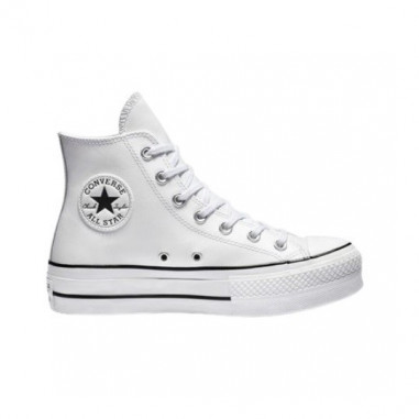 Converse All Star Cuero Plataforma Altas Blancas | Vulkanoshop