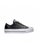 Converse All Star Cuero Plataforma Bajas Negras | Vulkanoshop