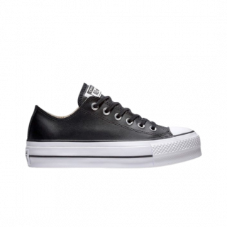 Converse All Star Cuero Plataforma Bajas Negras | Vulkanoshop