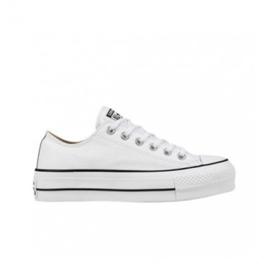 Converse All Star Cuero Plataforma Bajas Blancas | Vulkanoshop